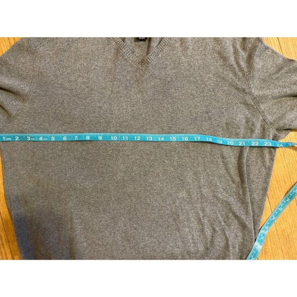 Calvin Klein Mens Gray V Neck Sweater Long Sleeve Cotton Modal Size L Preppy - Picture 3 of 7